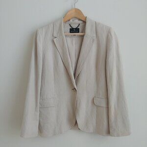 Melanie Lyne linen blend blazer jacket size 8 neutral oatmeal tan cream